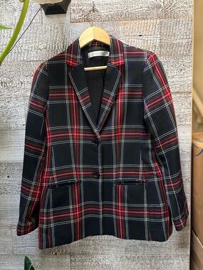Contemporaine (Simons) | Tartan Plaid Preppy Dark Academia Blazer - Women's 4